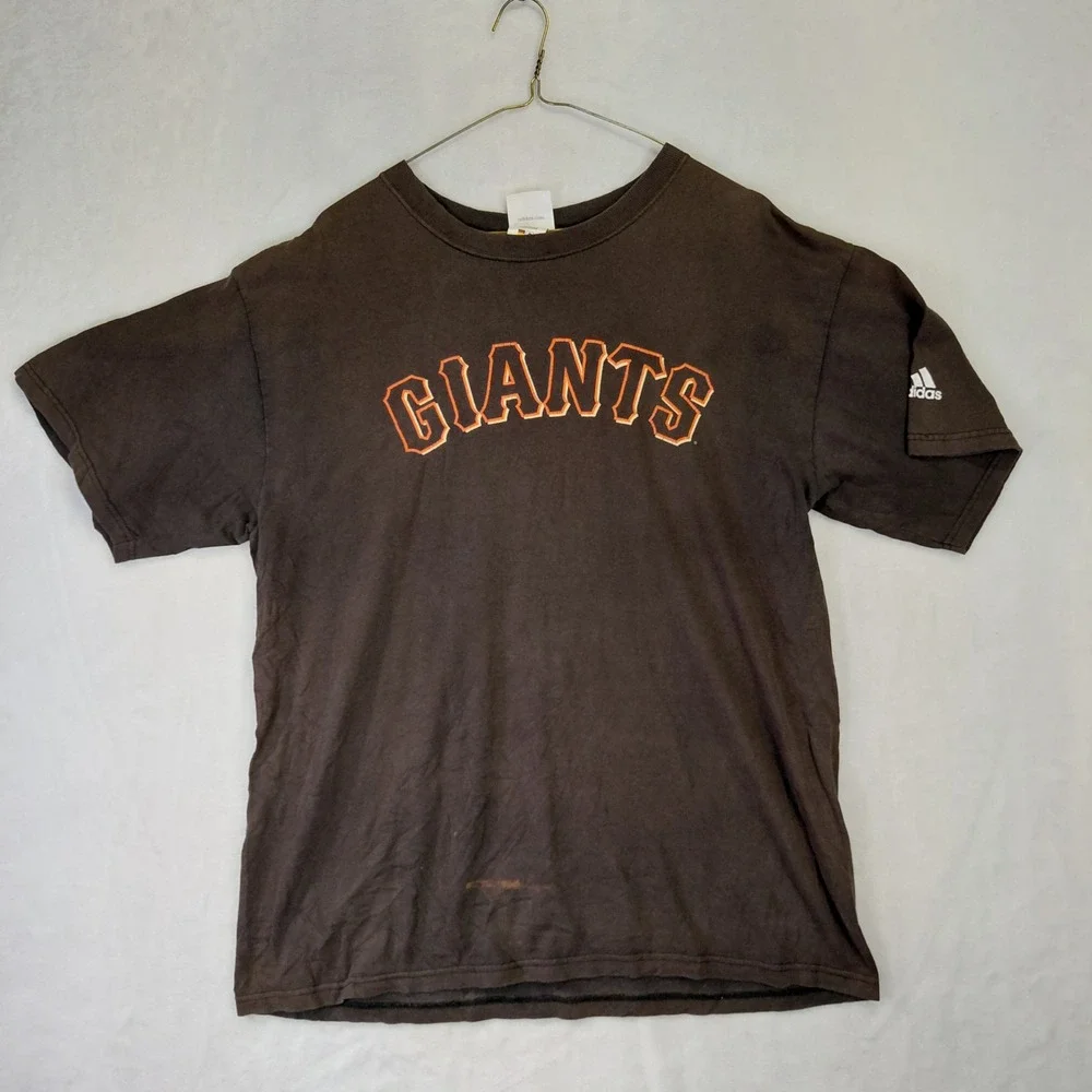 Vintage 2002 Adidas San Francisco Giants MLB T-Shirt Mens Medium Faded Black SF